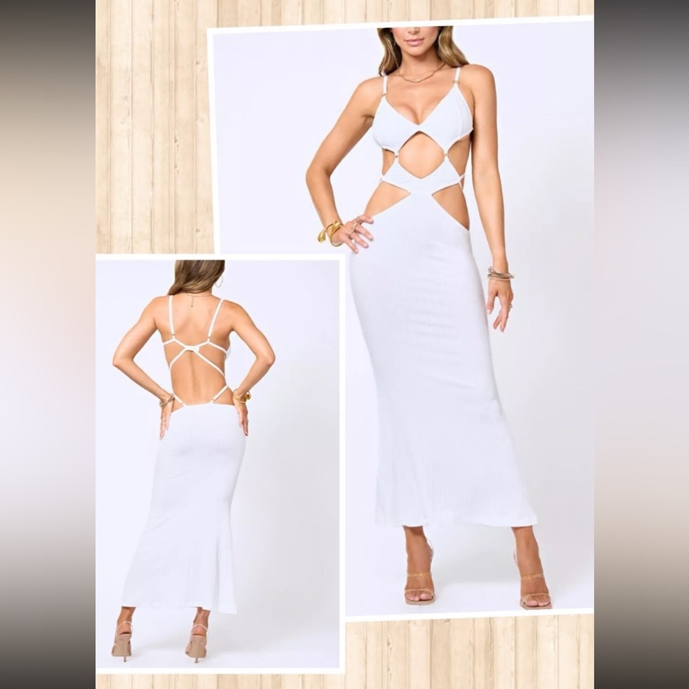 NWT Bao Tranchi White Mariposa Knit Maxi Dress Size S Own Your Sexy